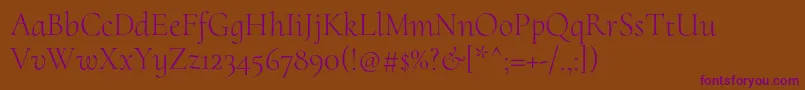 CormorantuprightLight Font – Purple Fonts on Brown Background