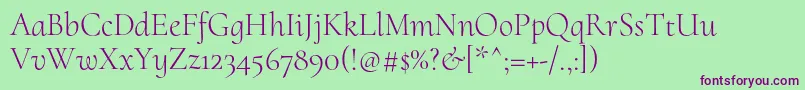 CormorantuprightLight Font – Purple Fonts on Green Background