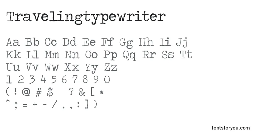 A fonte Travelingtypewriter (108111) – alfabeto, números, caracteres especiais