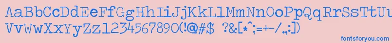 フォントTravelingtypewriter – ピンクの背景に青い文字