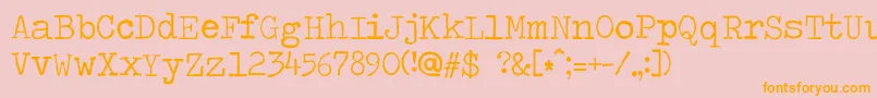 Travelingtypewriter-Schriftart – Orangefarbene Schriften auf rosa Hintergrund
