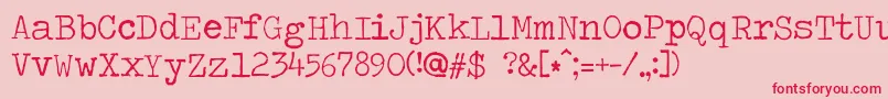 フォントTravelingtypewriter – ピンクの背景に赤い文字