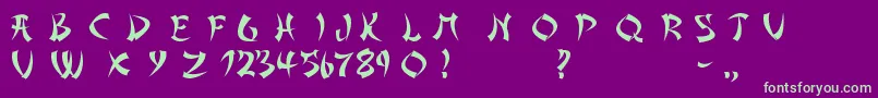 AsianDelight Font – Green Fonts on Purple Background