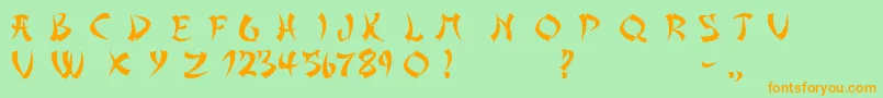 AsianDelight-Schriftart – Orangefarbene Schriften auf grünem Hintergrund