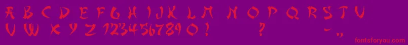 フォントAsianDelight – 紫の背景に赤い文字