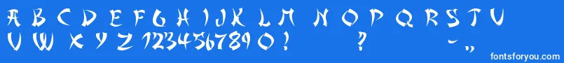 フォントAsianDelight – 青い背景に白い文字