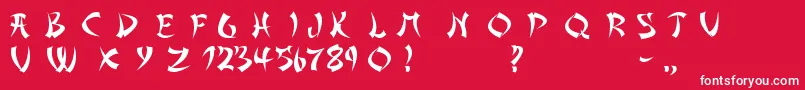 フォントAsianDelight – 赤い背景に白い文字