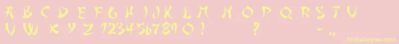 Fonte AsianDelight – fontes amarelas em um fundo rosa
