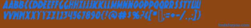 フォントKnuckleSandwichKrunchyItalic – 茶色の背景に青い文字