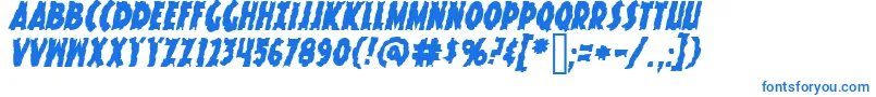 KnuckleSandwichKrunchyItalic-Schriftart – Blaue Schriften auf weißem Hintergrund