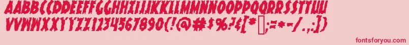KnuckleSandwichKrunchyItalic-Schriftart – Rote Schriften auf rosa Hintergrund