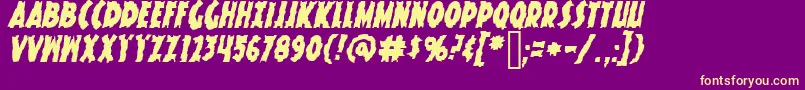 KnuckleSandwichKrunchyItalic Font – Yellow Fonts on Purple Background