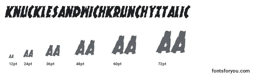 Размеры шрифта KnuckleSandwichKrunchyItalic