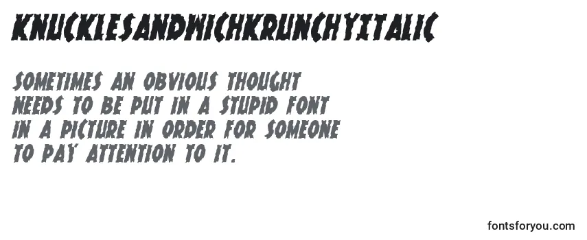 KnuckleSandwichKrunchyItalic Font