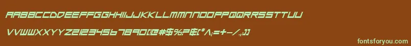 フォントLgsbi – 緑色の文字が茶色の背景にあります。