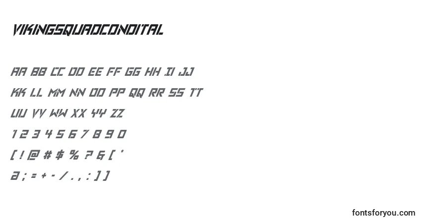 Vikingsquadcondital Font – alphabet, numbers, special characters