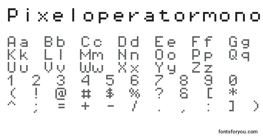 Czcionka Pixeloperatormono8 – alfabet, cyfry, specjalne znaki