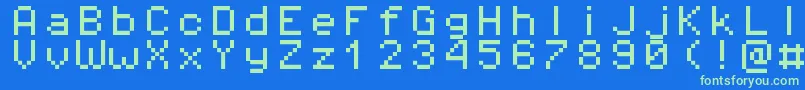 Pixeloperatormono8 Font – Green Fonts on Blue Background