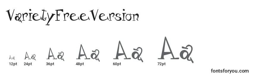 VarietyFreeVersion Font Sizes