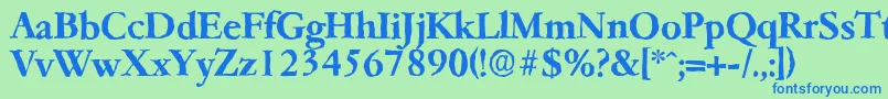 Шрифт GarfeldantiqueBold – синие шрифты на зелёном фоне