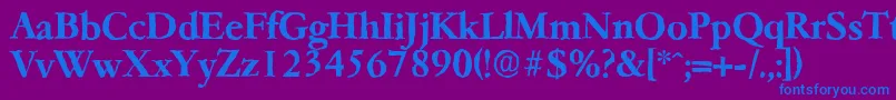 GarfeldantiqueBold-Schriftart – Blaue Schriften auf violettem Hintergrund