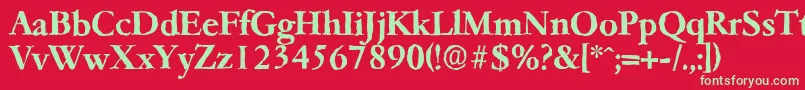 フォントGarfeldantiqueBold – 赤い背景に緑の文字