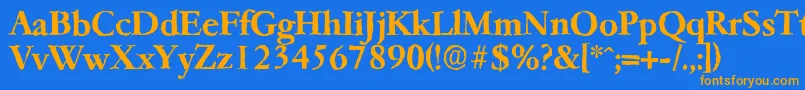 フォントGarfeldantiqueBold – オレンジ色の文字が青い背景にあります。