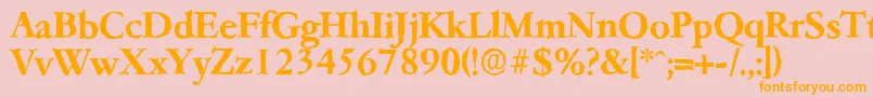 フォントGarfeldantiqueBold – オレンジの文字がピンクの背景にあります。