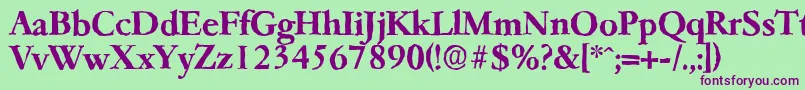 フォントGarfeldantiqueBold – 緑の背景に紫のフォント