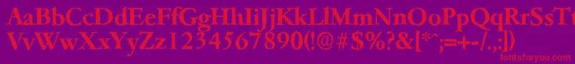 GarfeldantiqueBold-Schriftart – Rote Schriften auf violettem Hintergrund