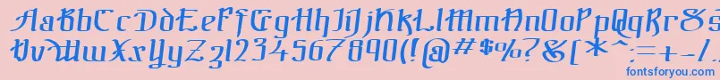 フォントTheBlackBlocItal – ピンクの背景に青い文字