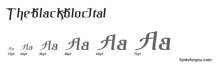 Размеры шрифта TheBlackBlocItal