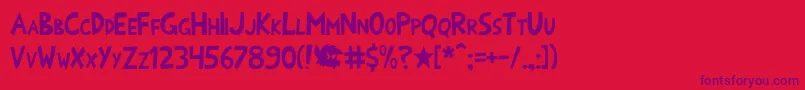 Fonte Onomatoshark – fontes roxas em um fundo vermelho