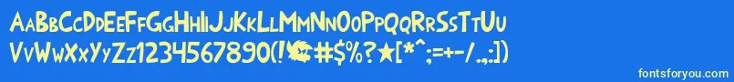 Onomatoshark Font – Yellow Fonts on Blue Background