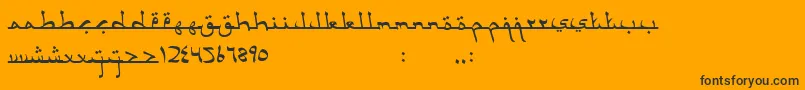 AcehDarusalam-Schriftart – Schwarze Schriften auf orangefarbenem Hintergrund