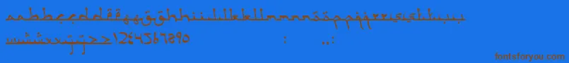 フォントAcehDarusalam – 茶色の文字が青い背景にあります。