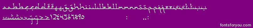AcehDarusalam-fontti – vihreät fontit violetilla taustalla