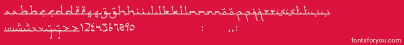 AcehDarusalam-fontti – vaaleanpunaiset fontit punaisella taustalla