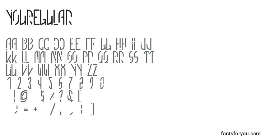 A fonte YouRegular – alfabeto, números, caracteres especiais