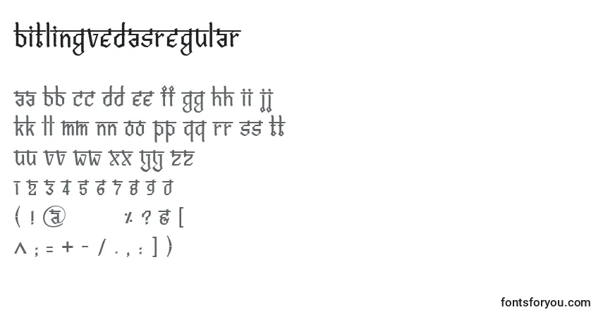 Schriftart BitlingvedasRegular – Alphabet, Zahlen, spezielle Symbole
