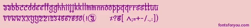 フォントBitlingvedasRegular – ピンクの背景に紫のフォント