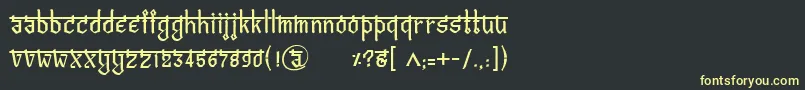 フォントBitlingvedasRegular – 黒い背景に黄色の文字