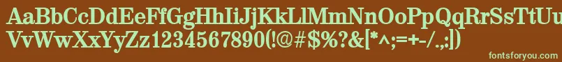 フォントValencialhBold – 緑色の文字が茶色の背景にあります。