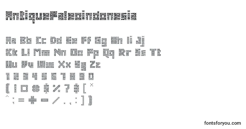 A fonte AntiquePaleoindonesia – alfabeto, números, caracteres especiais