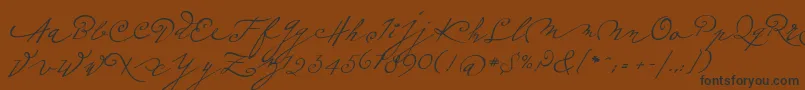 Plumeroscript-Schriftart – Schwarze Schriften auf braunem Hintergrund