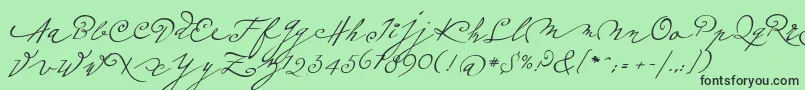 Plumeroscript-Schriftart – Schwarze Schriften auf grünem Hintergrund