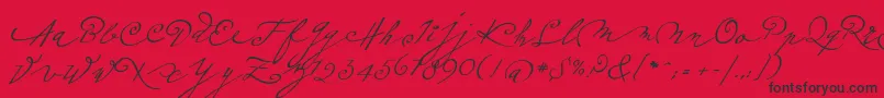 Plumeroscript-fontti – mustat fontit punaisella taustalla