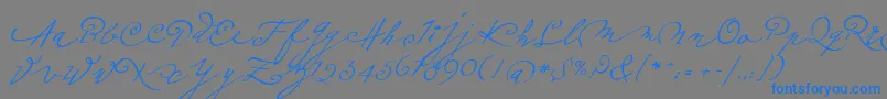 Fonte Plumeroscript – fontes azuis em um fundo cinza