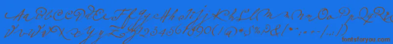 Fonte Plumeroscript – fontes marrons em um fundo azul