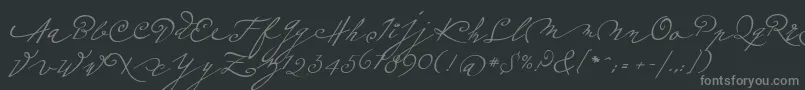 Fonte Plumeroscript – fontes cinzas em um fundo preto